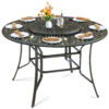 MEETWARM 61" Outdoor High Bar Dining Table for 8 Person, All Weather Cast Aluminum Large Round High Top Dining Table with Lazy Susan, Patio Bar Height Table for Garden Backyard, 2" Umbrella Hole - Thumbnail Image 1