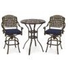 MEETWARM 3-Piece Patio Swivel Bar Set, All-Weather Cast Aluminum Outdoor High Bar Stool Bistro Set For Backyard Garden Deck W/2 Cushions Bar Chairs With Footrest And 31" Bar Table, 2" Umbrella Hole - Thumbnail Image 1