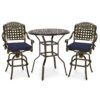 MEETWARM 3-Piece Patio Swivel Bar Set, All-Weather Cast Aluminum Outdoor High Bar Stool Bistro Set For Backyard Garden Deck W/2 Cushions Bar Chairs With Footrest And 35.4" Bar Table, 2" Umbrella Hole - Thumbnail Image 3