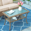 MEETWARM Wicker Patio Coffee Table, 34.5" Rectangle Outdoor Coffee Table with Tempered Glass Top and 2-Tier Storage Shelf, All-Weather Rattan Patio Side Table for Outside Poolside Deck Garden - Thumbnail Image 3
