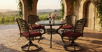 Meetwarm Cast Aluminum Patio Set Tuscan Estate Poster